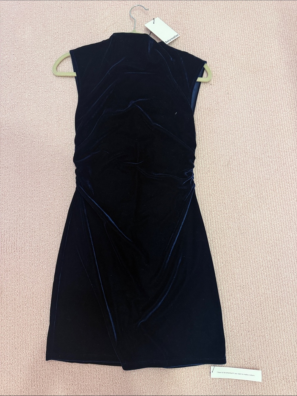 Sleeveless Navy Velvet Sheath Dress